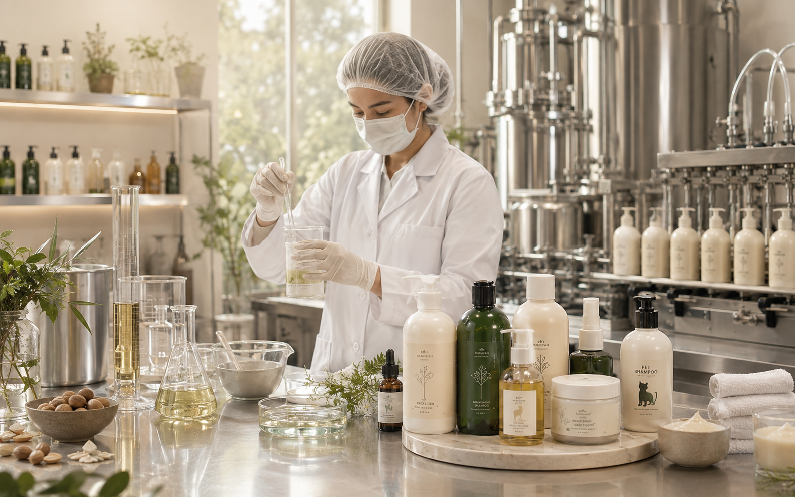 Manufacturing floor at Auzil International, where personal care and pet care products are produced